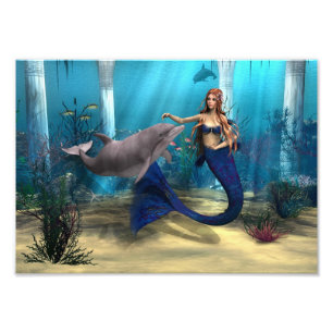 Impression Photo Mermaid et Dolphin