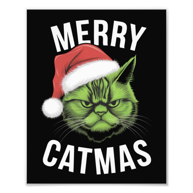Impression Photo Merry Catmas Funny Amoureux de les chats Noël (Devant)