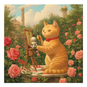 Impression Photo Merveilleux chat et petit robot : L'art dans le ja
