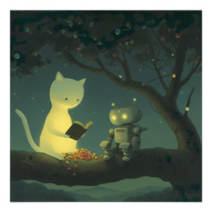 Impression Photo Merveilleux Chat & Petit Robot : Blissful Heures