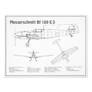 Impression Photo Messerschmitt Bf 109 - Plan d'avion BD