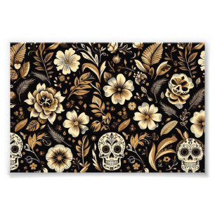 Impression Photo mexican dead and floral black art