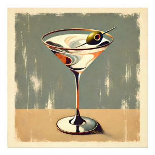 Impression Photo Mi-siècle Moderne 1 Olive Martini Peinture
