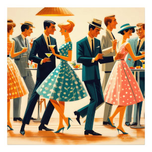 Impression Photo Mi-siècle Moderne Martinis Danser Cocktail Party