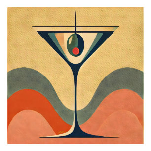Impression Photo Mi-siècle Moderne "vague de martini à l'olive pime