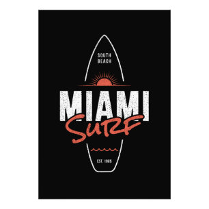 Impression Photo Miami Surf – Conception de planche de surf vintage