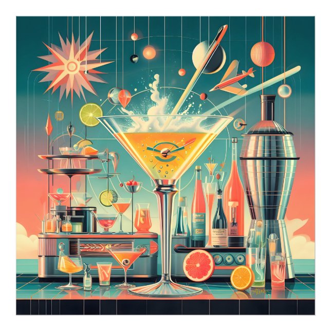 Impression Photo Mid Century Atomic Futuristic Citrus Martini Bar (Devant)