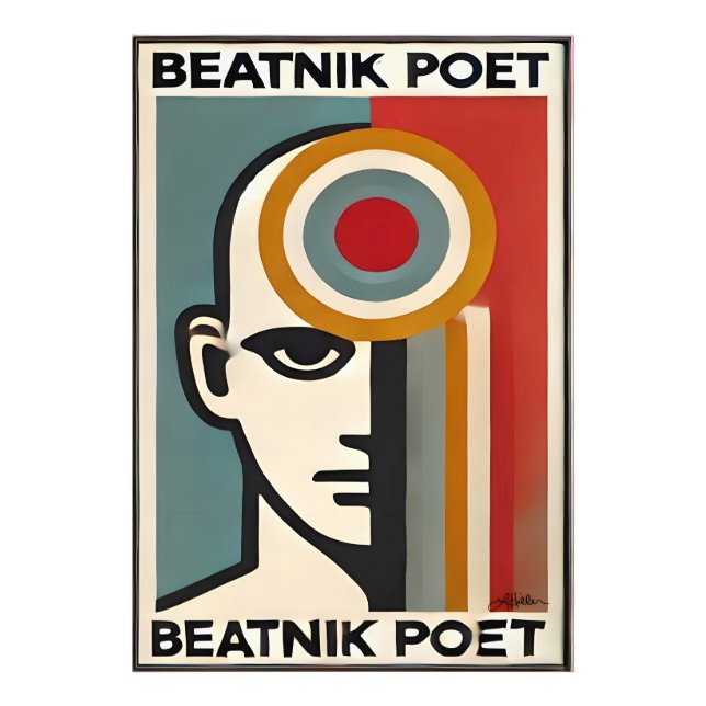 Impression Photo Mid Century Modern Art Beatnik Poet (Devant)