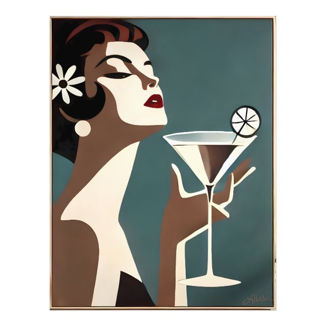 Impression Photo Mid Century Modern Art The Martini DIva (Devant)