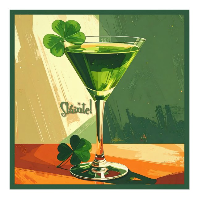 Impression Photo Mid Century Modern Martini Shamrock Sláinte!  (Devant)