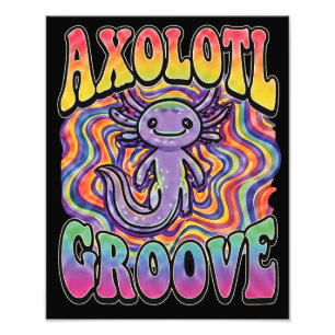 Impression Photo Mignon Axolotl Hippie Groovy Art Rétro 70s Arc-en-