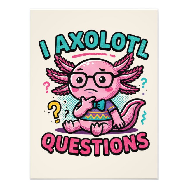 Impression Photo Mignon Axolotl Nerd I Axolotl Questions Marques de (Devant)