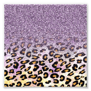 Impression Photo Mignon girly tendance faux paillettes léopard viol