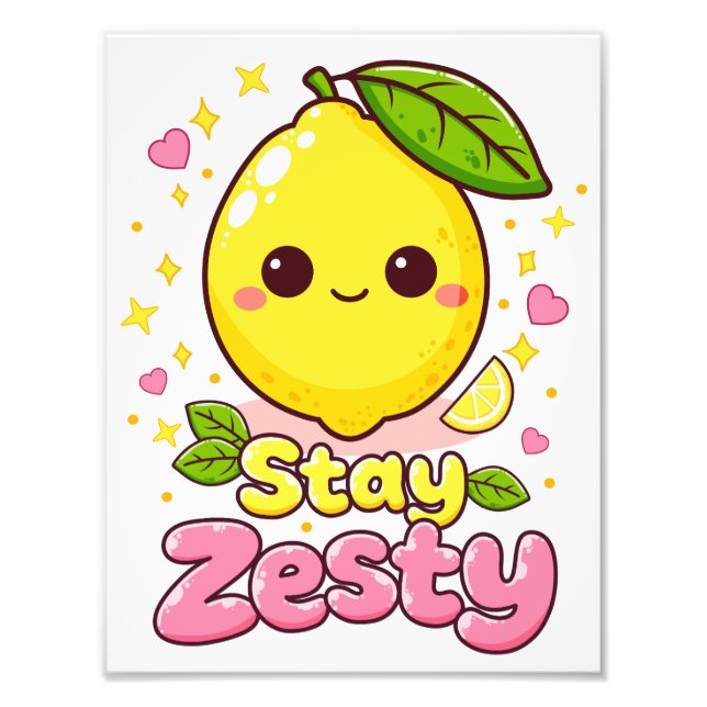 Impression Photo Mignon Kawaii Lemon “Restez Pétillant” (Devant)