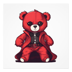 Impression Photo Mignon ours en peluche rouge garçon