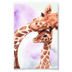 Impression Photo Mignonne Giraffe Maman Et Bébé, Cadeau Pour Fille