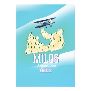 Impression Photo Milos, île grecque Carte art affiche de voyage.