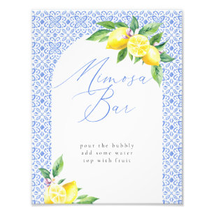 Impression Photo Mimosa Bar Lemon Carrelage bleu italien