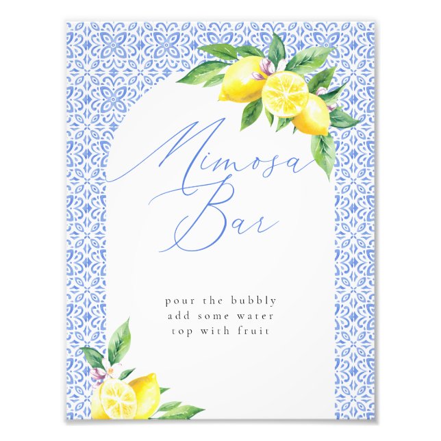 Impression Photo Mimosa Bar Lemon Carrelage bleu italien (Devant)