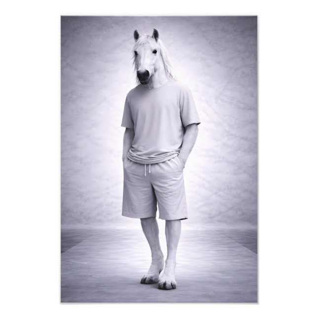 Impression Photo Minimal Horse in Casual Modern Outfit (Devant)