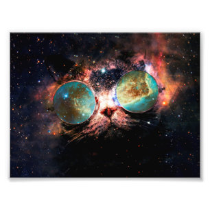 Impression Photo Minimalist cat with sung in space