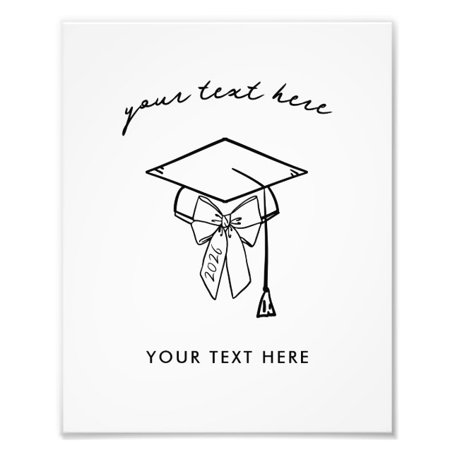 Impression Photo Minimalist Graduation Cap with Bow Sign (Devant)