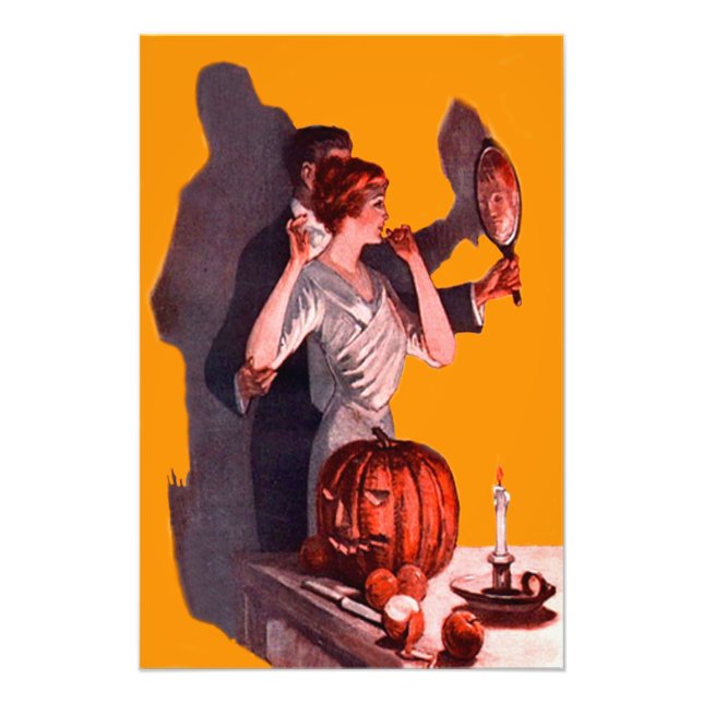 Impression Photo Miroir de couple Art Déco Jack O Lantern Citrouill (Devant)