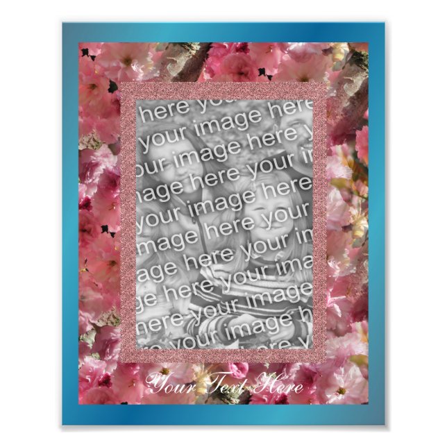 Impression Photo Modèle de cadre à fleurs rose (Devant)