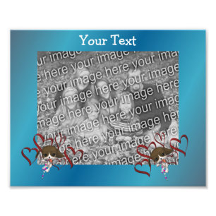 Impression Photo Modèle De Cadre Animal De Chiot Et Coeurs Rouges