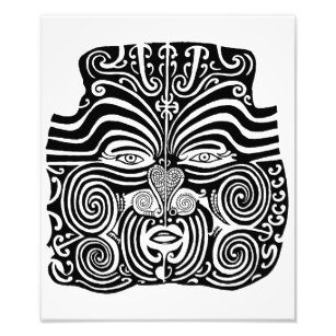 Impression Photo Modèle de tatouage tribal Maori Moko antique.