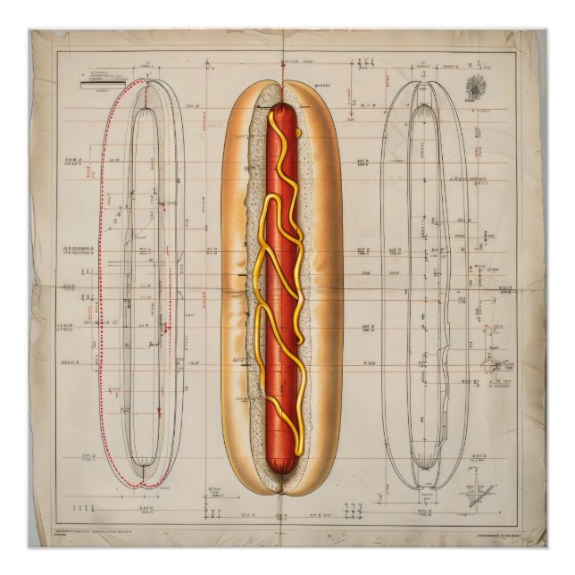 Impression Photo Modèle Vintage Hot Dog (Devant)