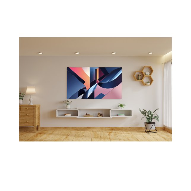 Impression Photo Moderne Abstrait 3D Metallic Blue, Peach et Pink (Créateur téléchargé)