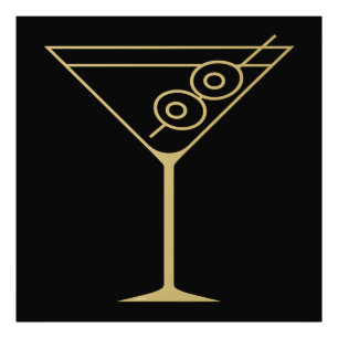 Impression Photo Moderne de milieu de siècle Or 2 Martini olive