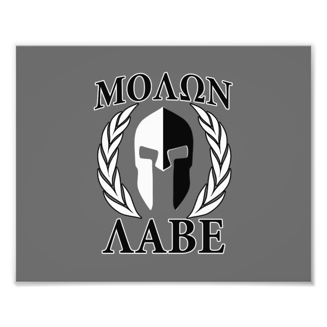 Impression Photo Molon Labe Spartan Mask Armor Laurels Monochrome (Devant)
