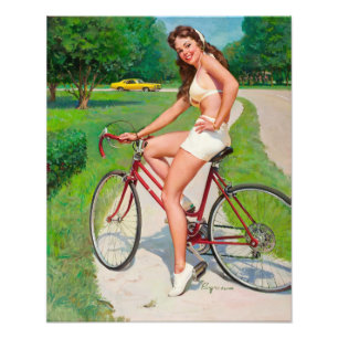 Impression Photo Moment pour une balade - Fille rétro pin-up
