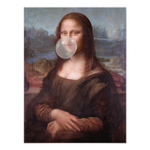 Impression Photo Mona Lisa souffle de bulle grise gomme