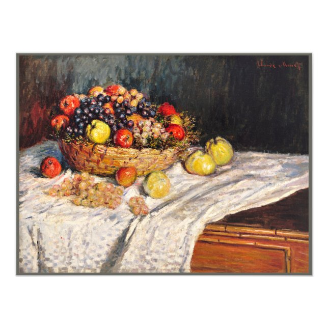 Impression Photo Monet - Pommes et raisins, peinture de la vie mort (Devant)