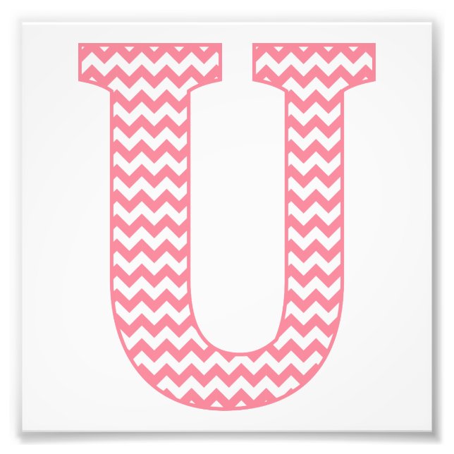 Impression Photo Monogramme Classique Prépa Rose Lettre U Chevron (Devant)