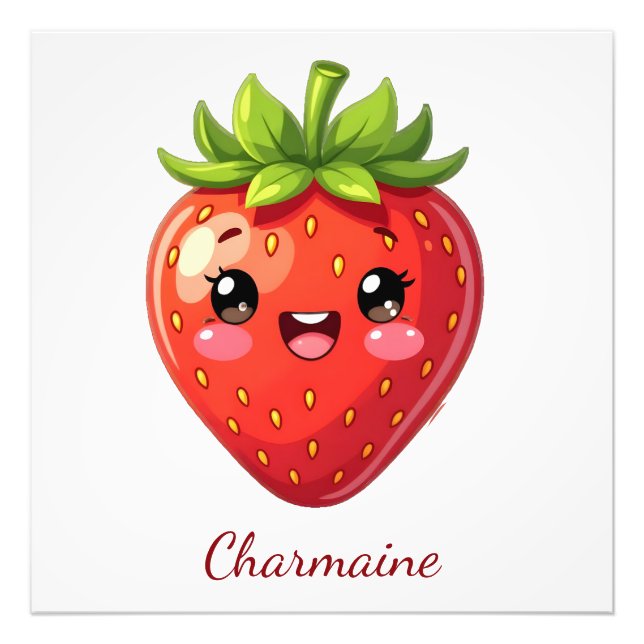 Impression Photo Monogramme jolie fraise kawaii (Devant)