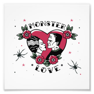Impression Photo Monster Love Bride de Frankenstein Tattoo Vintage