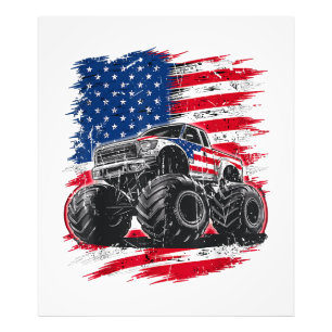 Impression Photo Monster Truck USA Drapeau américain