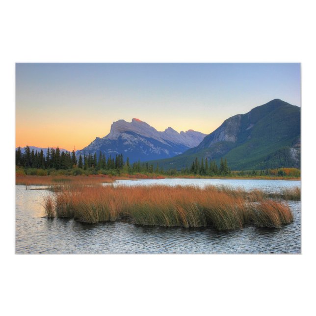 Impression Photo Mont Rundle et coucher de soleil du lac Vermilion (Devant)
