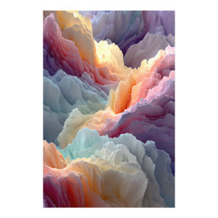 Impression Photo Montagnes arc-en-ciel pastel surréalistes Paysage