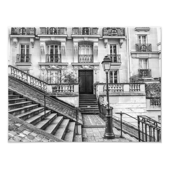 Impression Photo Montmartre Escaliers Noir et Blanc - (Devant)