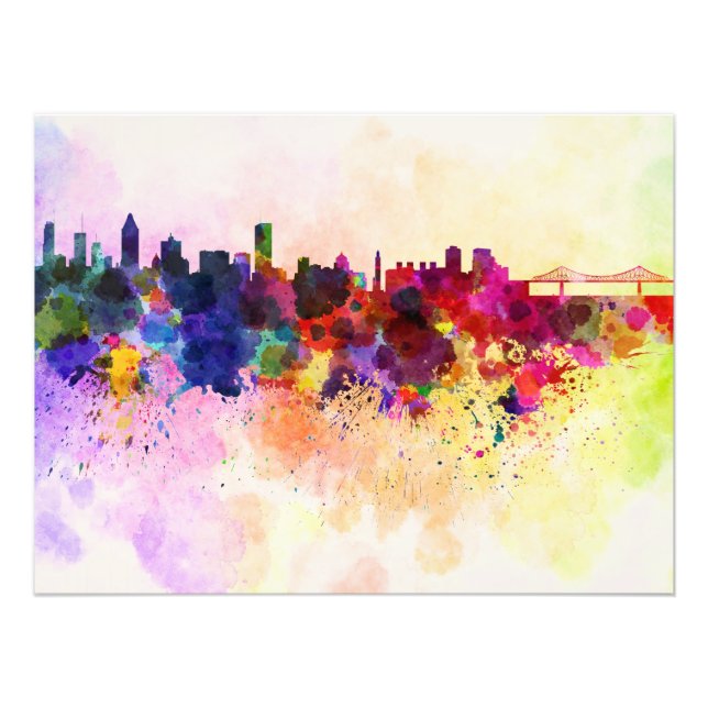 Impression Photo Montréal skyline in background watercolor (Devant)