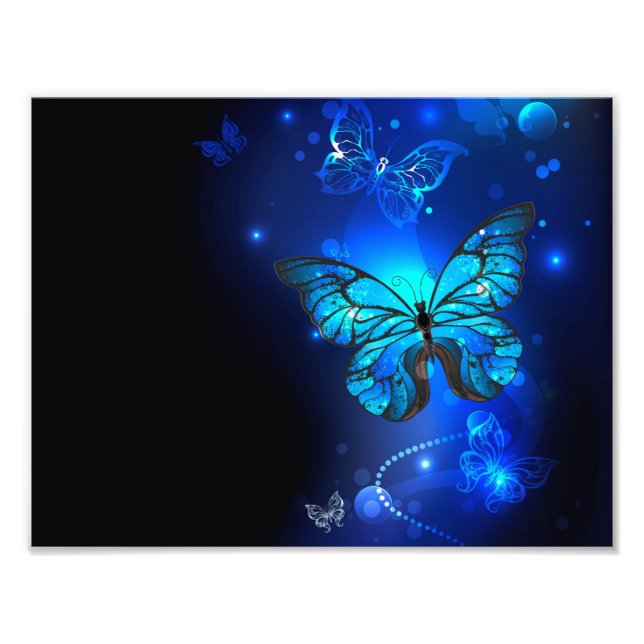 Impression Photo Morpho Butterfly in the Dark Background (Devant)