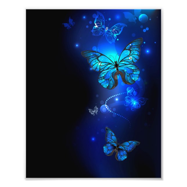 Impression Photo Morpho Butterfly in the Dark Background (Devant)