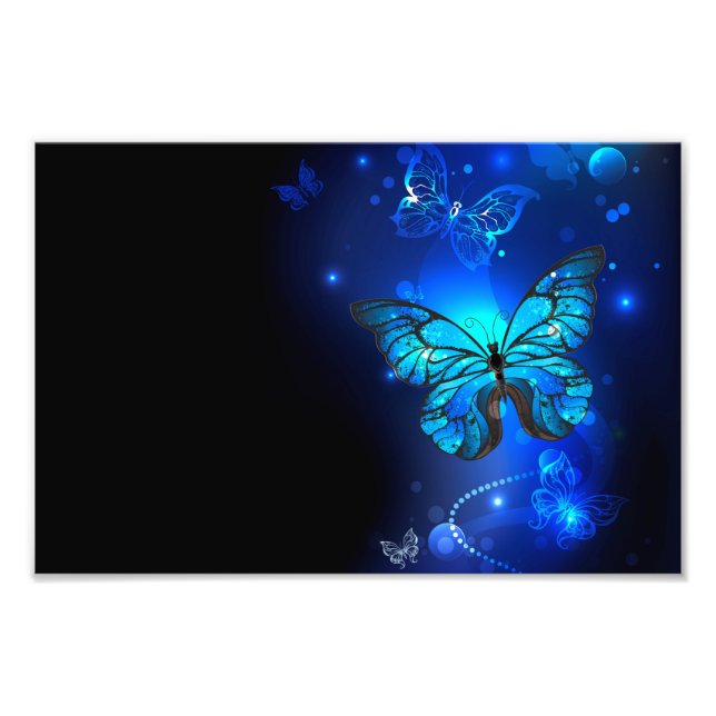 Impression Photo Morpho Butterfly in the Dark Background (Devant)