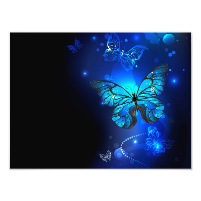 Impression Photo Morpho Butterfly in the Dark Background (Devant)