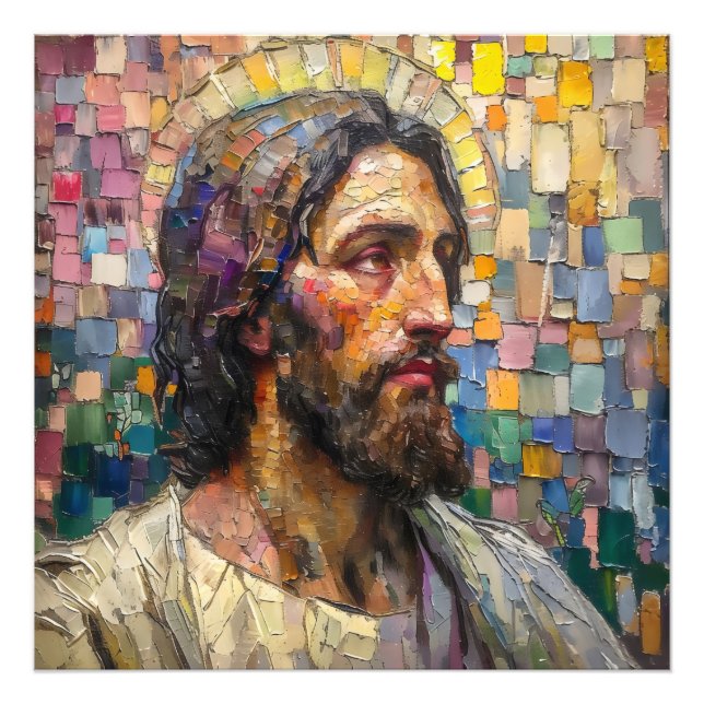 Impression Photo Mosaïque colorée Christianisme Jésus (Devant)